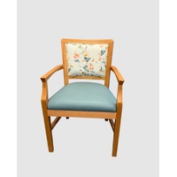 Daisy Dining Chair Beech Wood Fabric Backrest Vinyl Seat