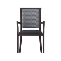 Harvey Dining Chair Stackable. Faux Leather Seat. Backrest in Blue fabric