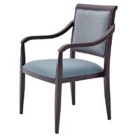 Handrix Dining Chair Stackable. Faux Leather Seat. Backrest in Blue fabric