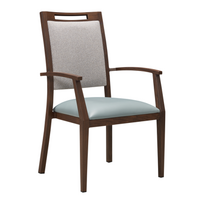 Richard Dining Chair Stackable. Faux Leather Seat. Backrest in Blue fabric25