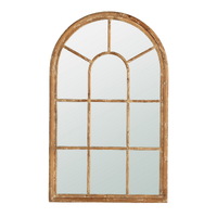 Coolum Arched Wall Mirror.  This decorative wall mirror boasts an oversized arched silhouette and a natural brown frame