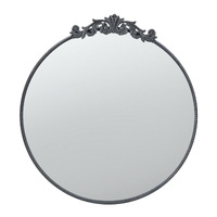 Baroque Black Round Wall Mirror 98cm.  The black framing makes this a striking focal piece. 