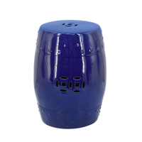 Cobalt Blue Ceramic Cut Out Stool 45cmh