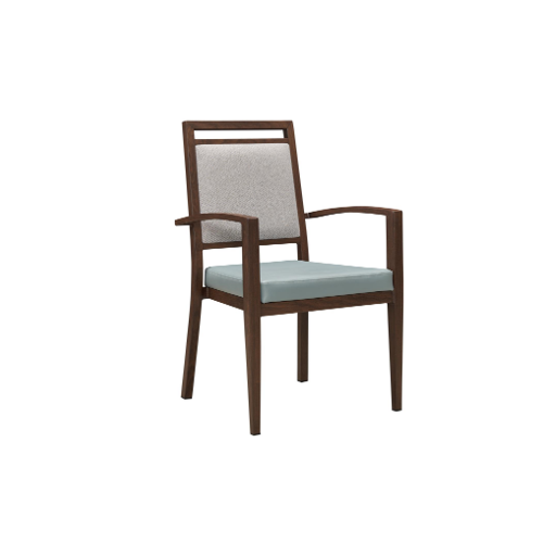 Johnny Dining Chair Stackable. Faux Leather Seat. Backrest in Blue fabric25